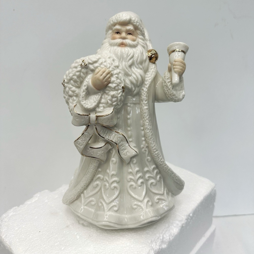 St Nicholas Square 9" Porcelain Music Box Santa We Wish‎ You A Merry Christmas